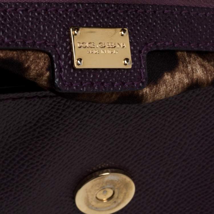 Pre Owned Dolce & Gabbana Purple Leather Large Miss Sicily Top Handle Bag