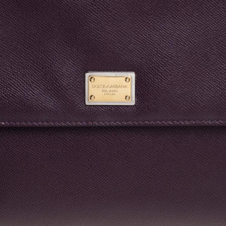 Pre Owned Dolce & Gabbana Purple Leather Large Miss Sicily Top Handle Bag