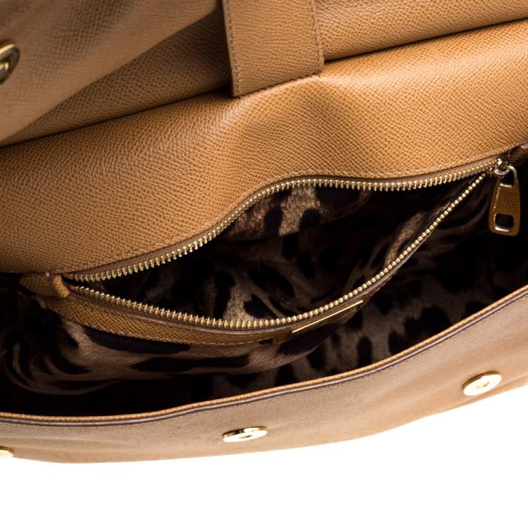 مملوكة مسبقًا Dolce & Gabbana Tan Leather Large Miss Sicily Top Handle Bag