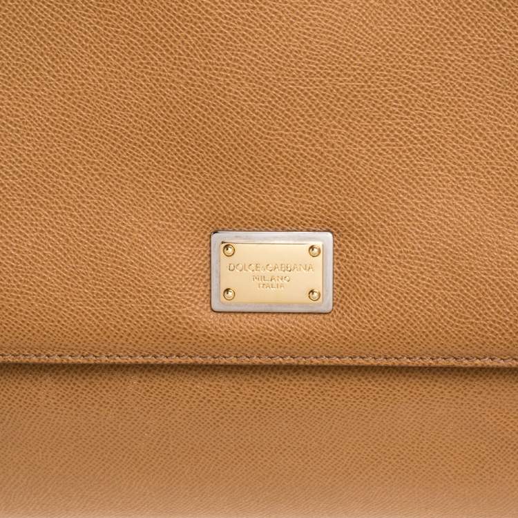مملوكة مسبقًا Dolce & Gabbana Tan Leather Large Miss Sicily Top Handle Bag
