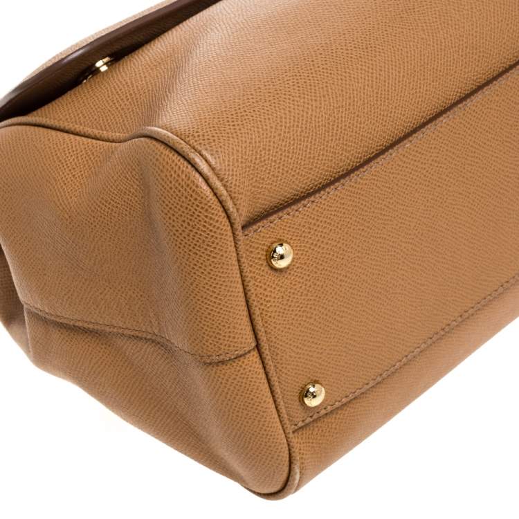 مملوكة مسبقًا Dolce & Gabbana Tan Leather Large Miss Sicily Top Handle Bag