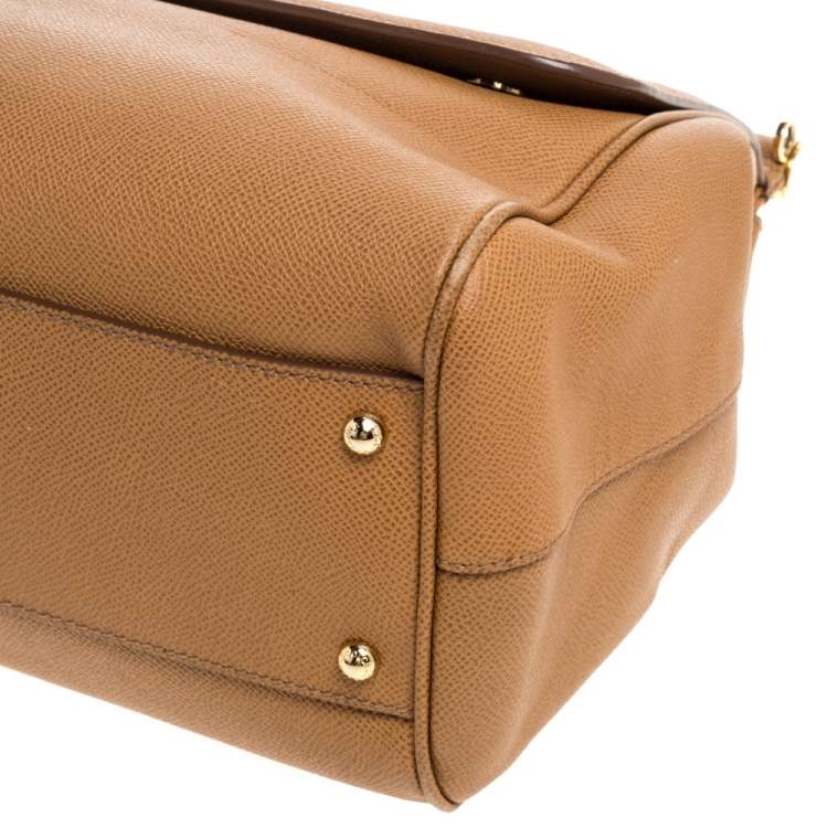 مملوكة مسبقًا Dolce & Gabbana Tan Leather Large Miss Sicily Top Handle Bag
