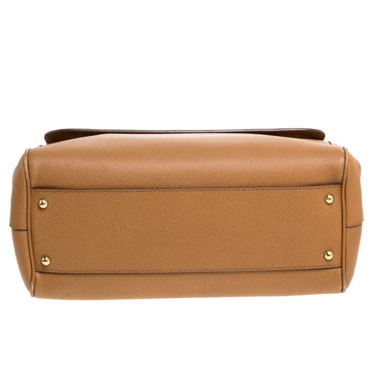 مملوكة مسبقًا Dolce & Gabbana Tan Leather Large Miss Sicily Top Handle Bag