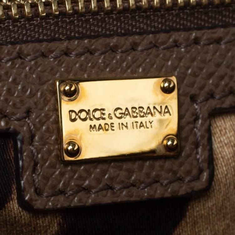 Pre Owned Dolce & Gabbana Dark Beige Leather Miss Escape Tote