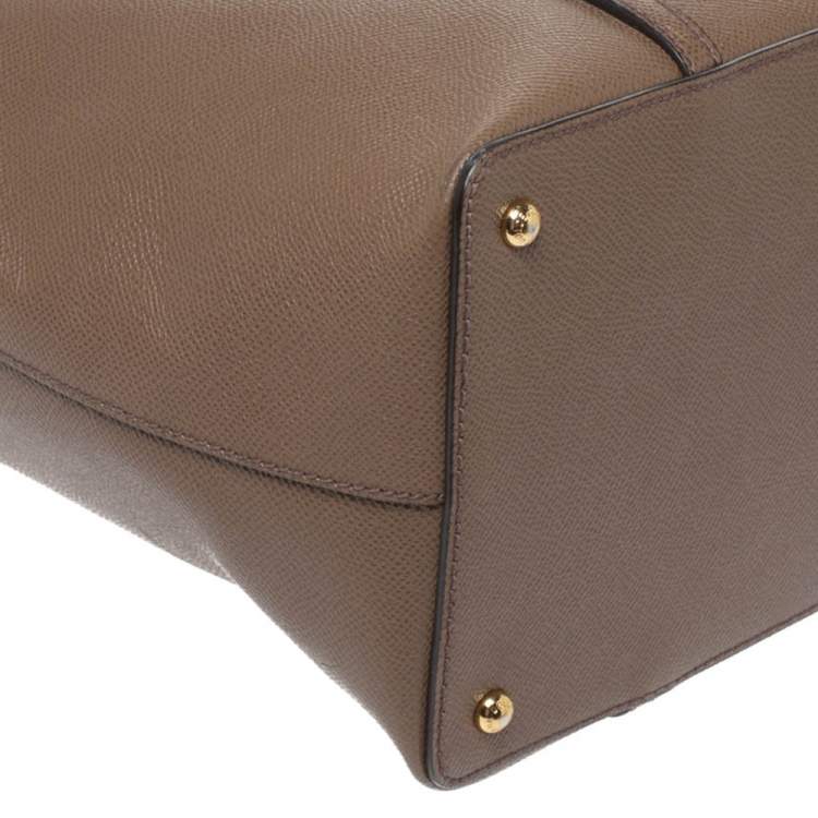 Pre Owned Dolce & Gabbana Dark Beige Leather Miss Escape Tote