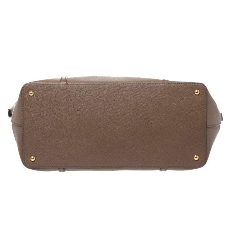 Pre Owned Dolce & Gabbana Dark Beige Leather Miss Escape Tote