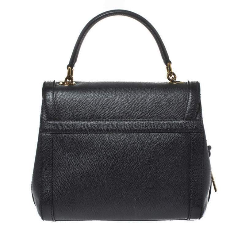 Pre Owned Dolce & Gabbana Black Leather Padlock Top Handle Bag