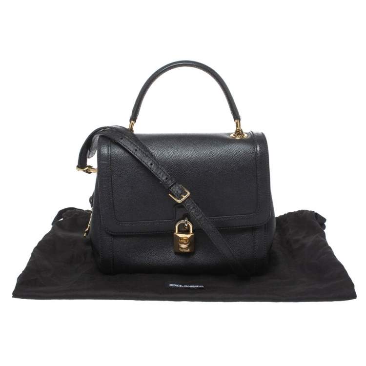 Pre Owned Dolce & Gabbana Black Leather Padlock Top Handle Bag