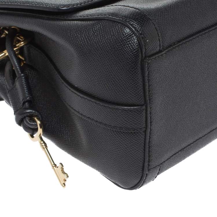 Pre Owned Dolce & Gabbana Black Leather Padlock Top Handle Bag