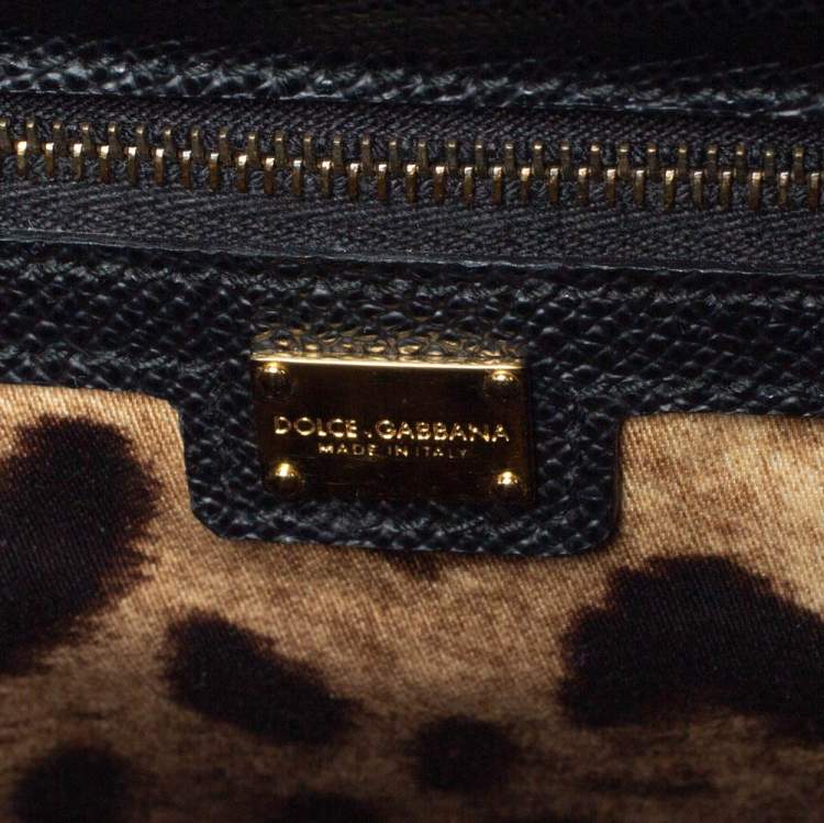 Pre Owned Dolce & Gabbana Black Leather Padlock Top Handle Bag