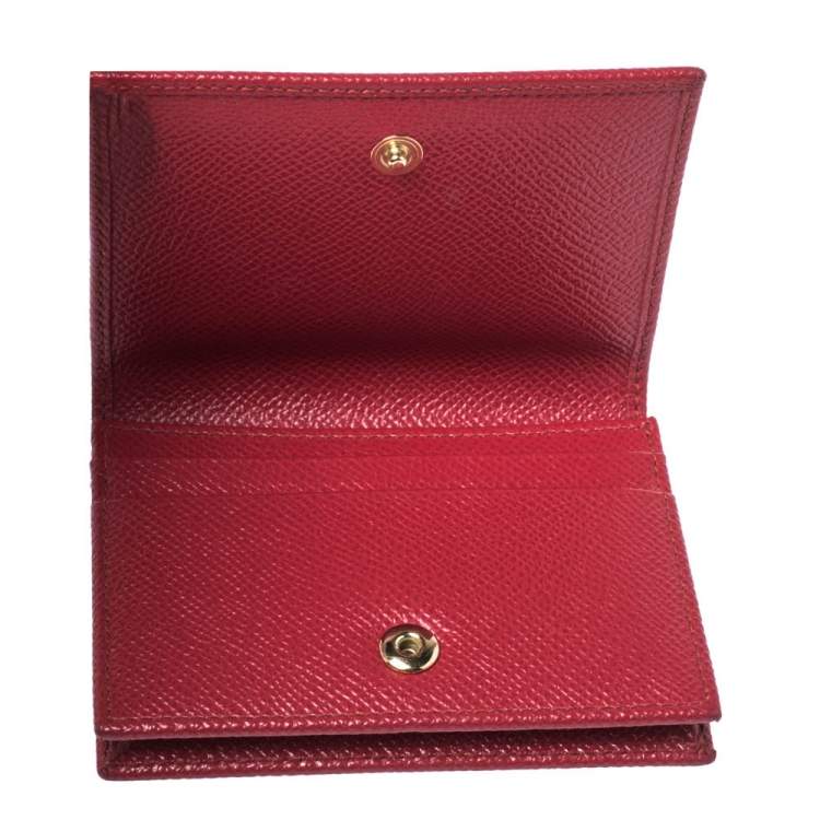 Pre Owned Dolce & Gabbana Red Leather Flap Card Holder