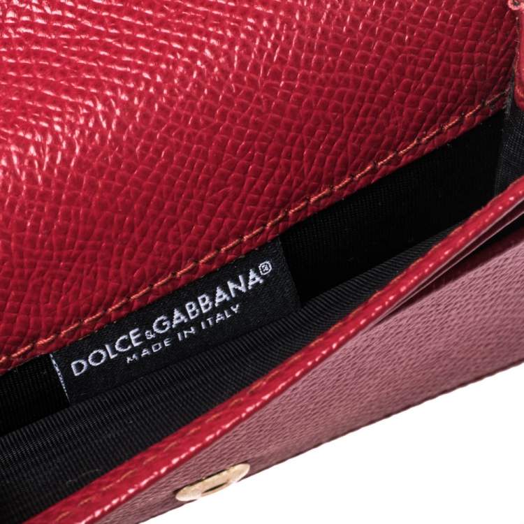 Pre Owned Dolce & Gabbana Red Leather Flap Card Holder