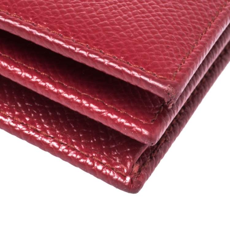 Pre Owned Dolce & Gabbana Red Leather Flap Card Holder