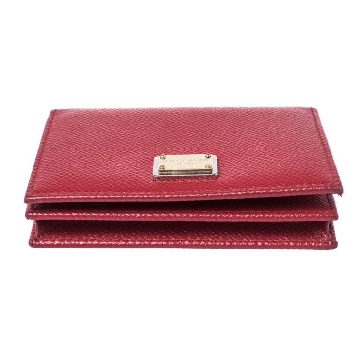 Pre Owned Dolce & Gabbana Red Leather Flap Card Holder