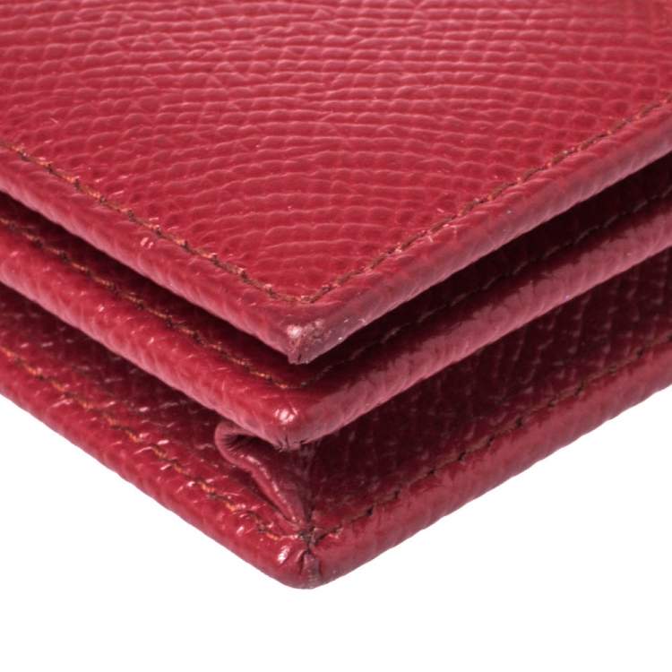 Pre Owned Dolce & Gabbana Red Leather Flap Card Holder