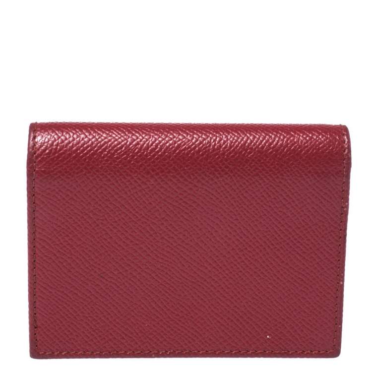 Pre Owned Dolce & Gabbana Red Leather Flap Card Holder