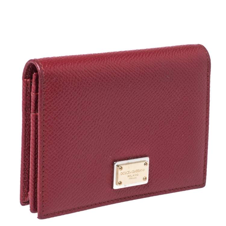 Pre Owned Dolce & Gabbana Red Leather Flap Card Holder