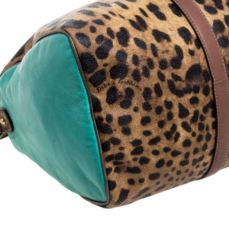 Pre Owned Dolce & Gabbana Multicolor Leopard Print Coated Canvas and Leather Miss Escape Duffel Bag