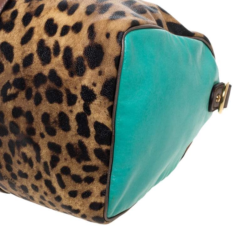 Pre Owned Dolce & Gabbana Multicolor Leopard Print Coated Canvas and Leather Miss Escape Duffel Bag