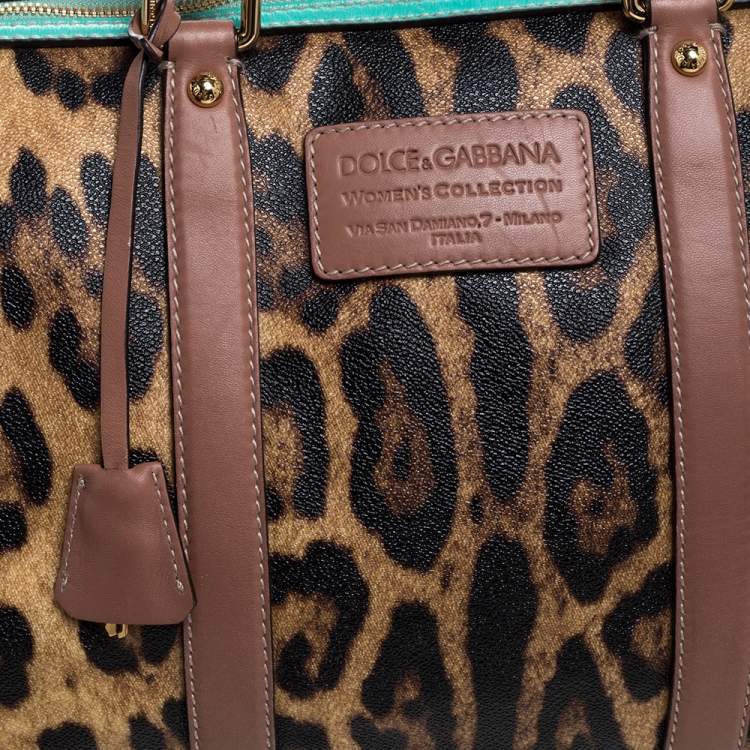 Pre Owned Dolce & Gabbana Multicolor Leopard Print Coated Canvas and Leather Miss Escape Duffel Bag