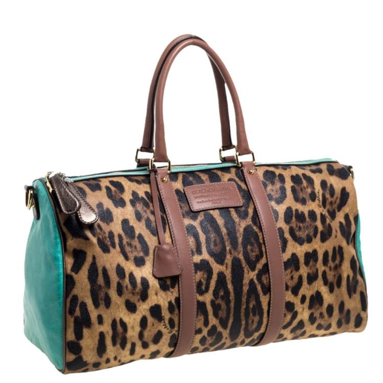 Pre Owned Dolce & Gabbana Multicolor Leopard Print Coated Canvas and Leather Miss Escape Duffel Bag