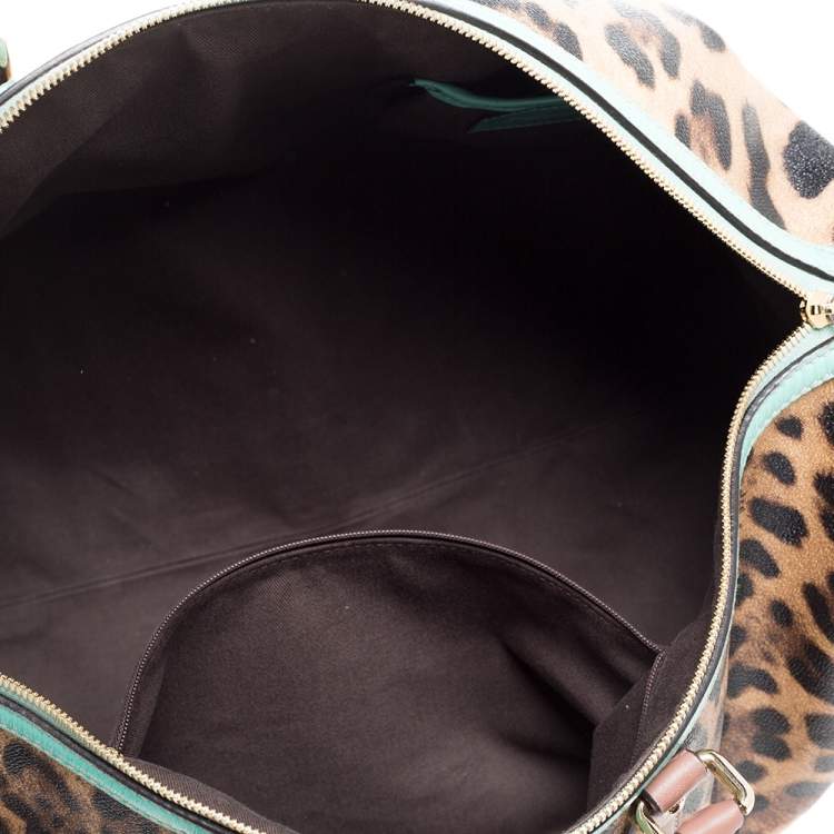 Pre Owned Dolce & Gabbana Multicolor Leopard Print Coated Canvas and Leather Miss Escape Duffel Bag