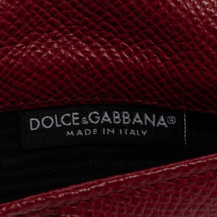 Pre Owned Dolce & Gabbana Red Leather Sicily Von Wallet on Chain