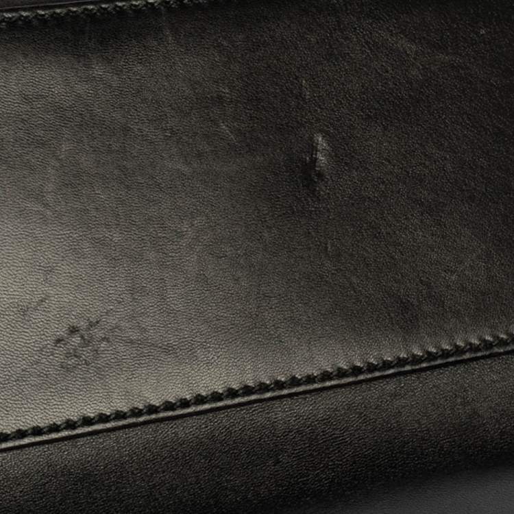 Pre Owned Dolce & Gabbana Black Leather and Fox Fur Large Miss Sicily Top Handle Bag