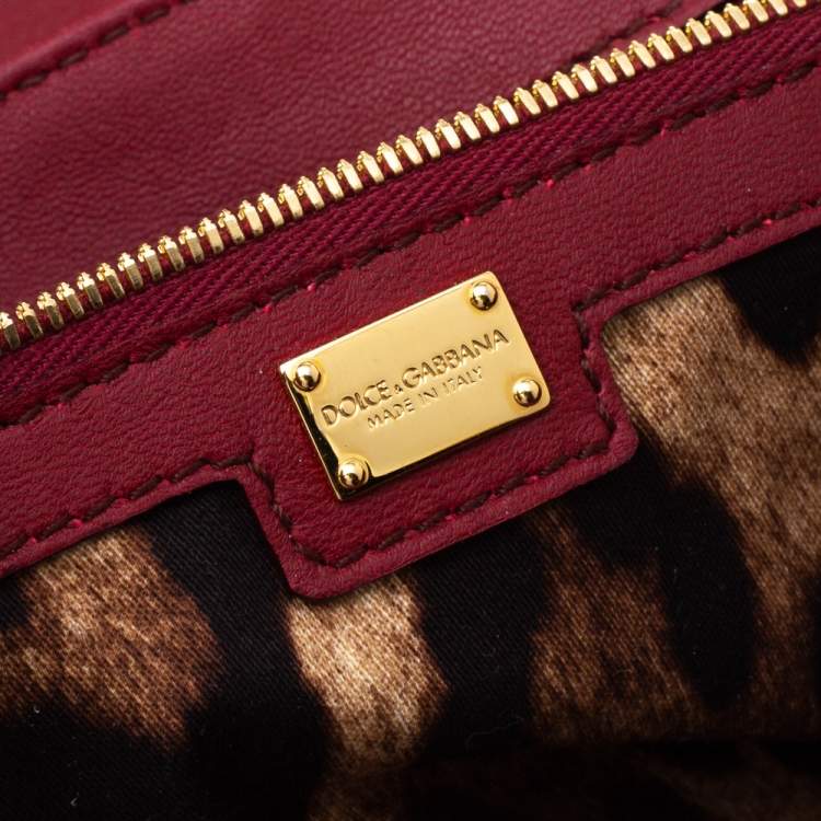 Pre Owned Dolce & Gabbana Red Python Padlock Top Handle Bag