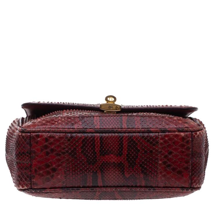 Pre Owned Dolce & Gabbana Red Python Padlock Top Handle Bag