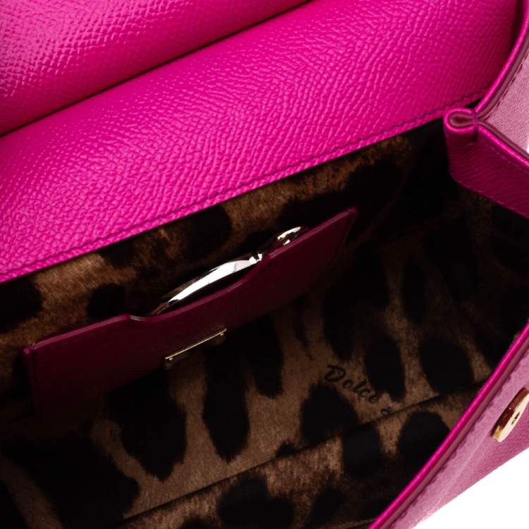 Pre Owned Dolce & Gabbana Fuchsia Leather Miss Sicily Top Handle Bag