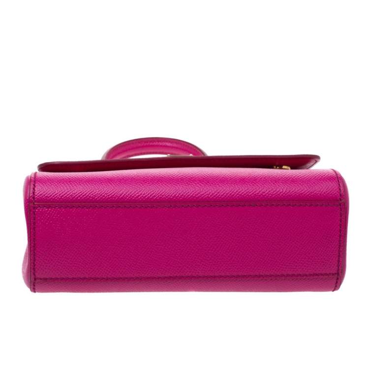 Pre Owned Dolce & Gabbana Fuchsia Leather Miss Sicily Top Handle Bag