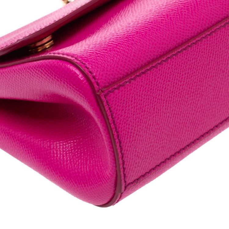 Pre Owned Dolce & Gabbana Fuchsia Leather Miss Sicily Top Handle Bag