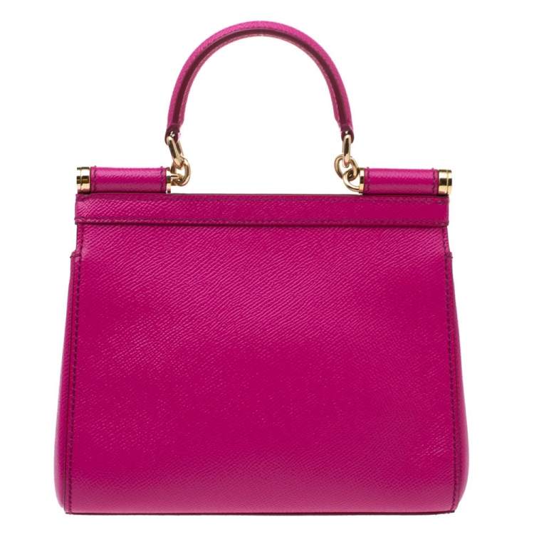 Pre Owned Dolce & Gabbana Fuchsia Leather Miss Sicily Top Handle Bag