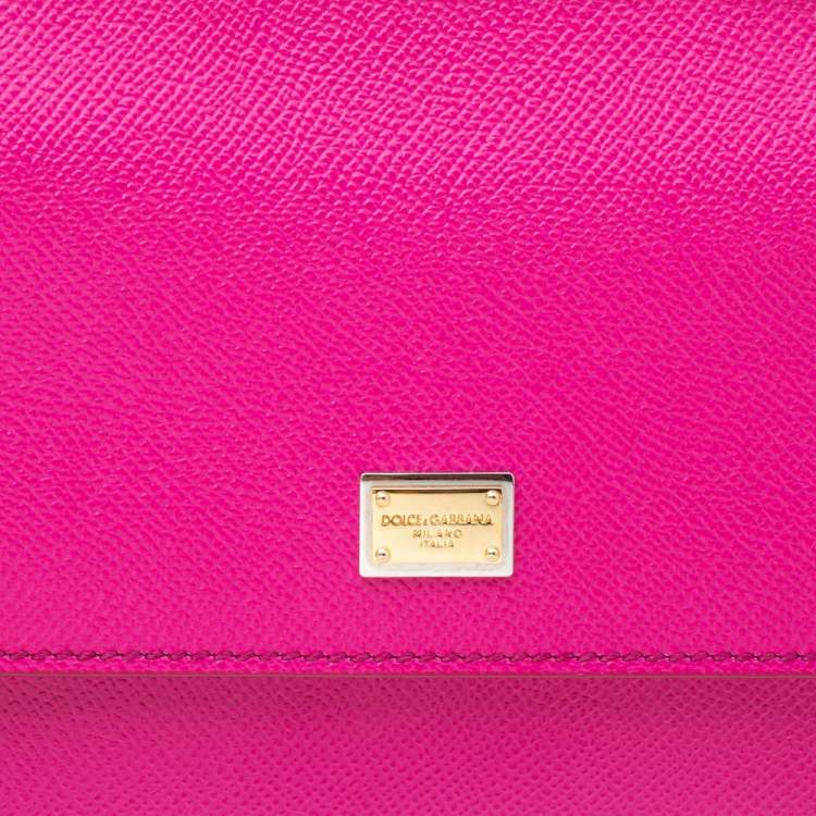 Pre Owned Dolce & Gabbana Fuchsia Leather Miss Sicily Top Handle Bag