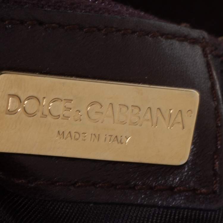 Pre Owned Dolce and Gabbana Brown/Gold Leather, Lamé Fabric and Python Ring Handle Shoulder Bag