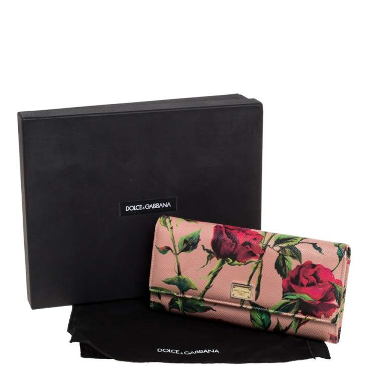 Pre Owned Dolce & Gabbana Multicolor Floral Print Leather Flap Continental Wallet
