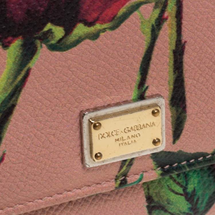 Pre Owned Dolce & Gabbana Multicolor Floral Print Leather Flap Continental Wallet