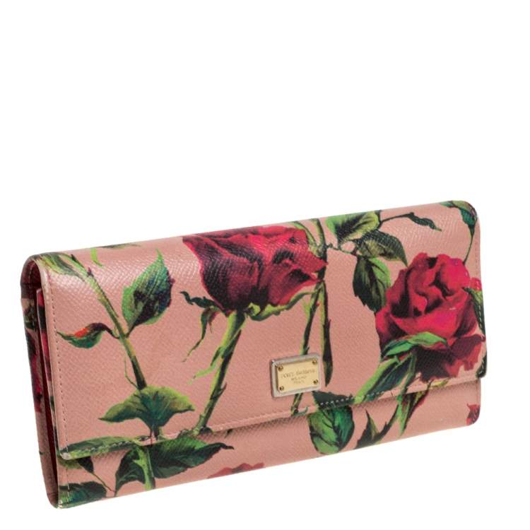 Pre Owned Dolce & Gabbana Multicolor Floral Print Leather Flap Continental Wallet