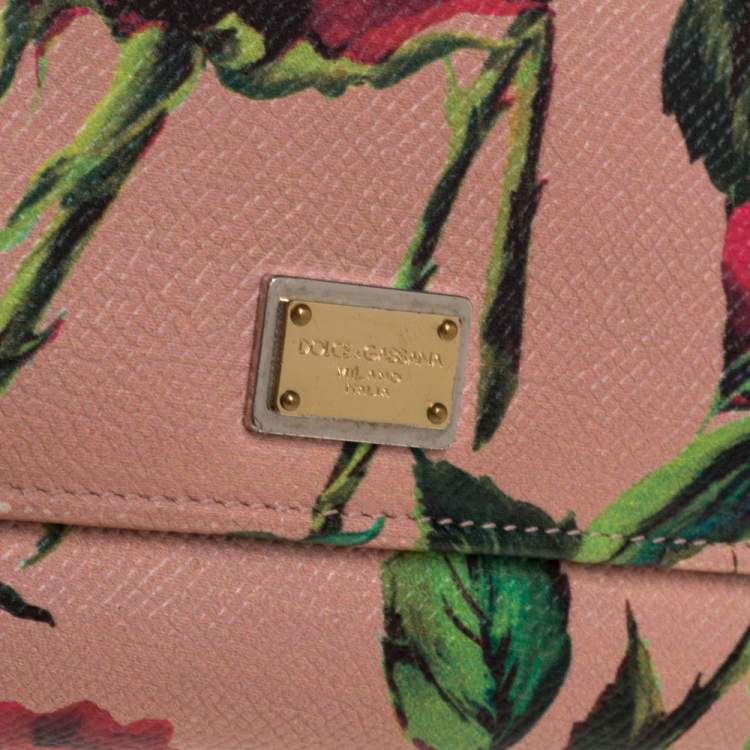 Pre Owned Dolce & Gabbana Multicolor Floral Print Leather Flap Continental Wallet
