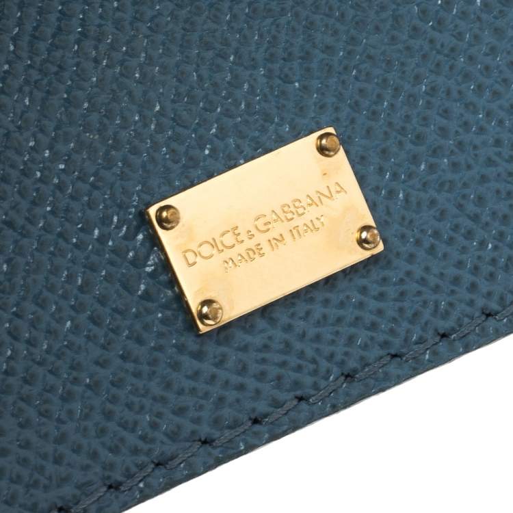 Pre Owned Dolce & Gabbana Blue Leather Medium Miss Sicily Top Handle Bag