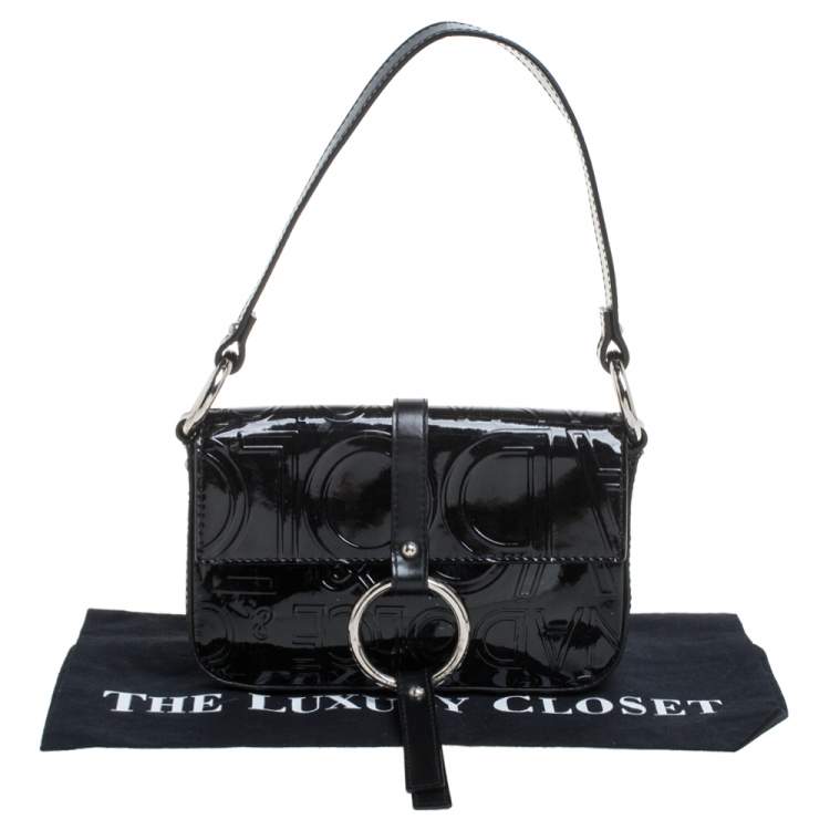 Pre Owned Dolce & Gabbana Black Patent Leather Pochette Bag