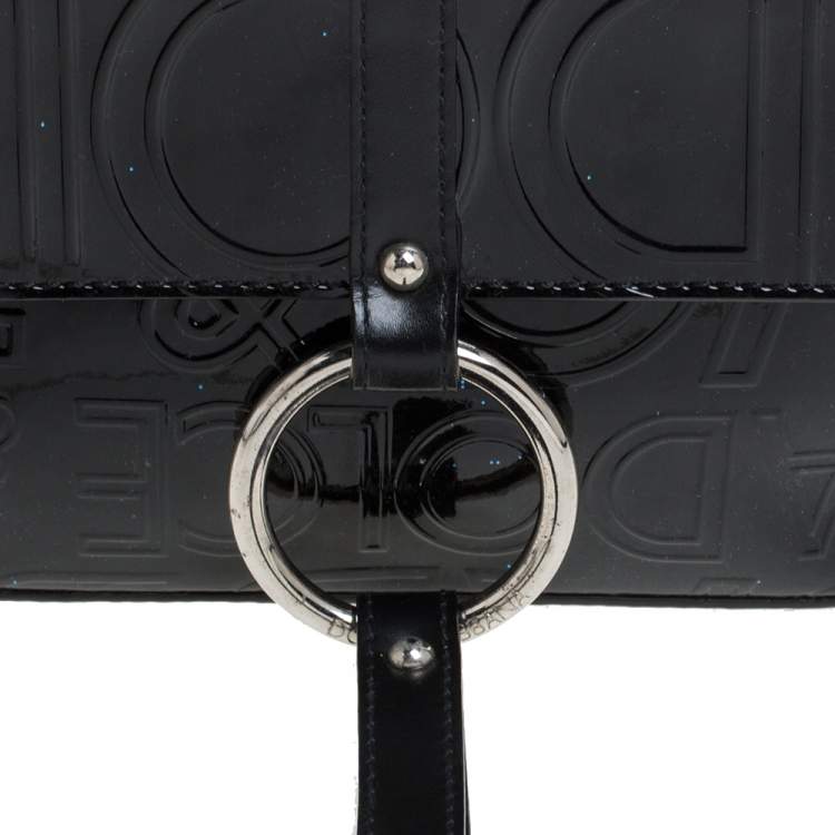Pre Owned Dolce & Gabbana Black Patent Leather Pochette Bag