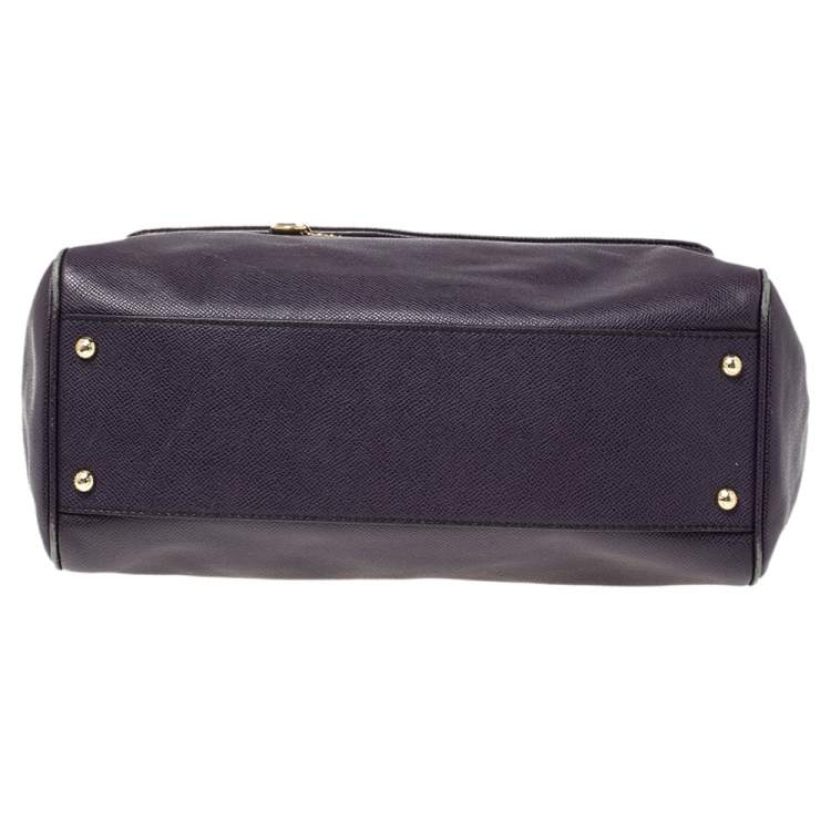 Pre Owned Dolce & Gabbana Purple Leather Large Miss Sicily Top Handle Bag