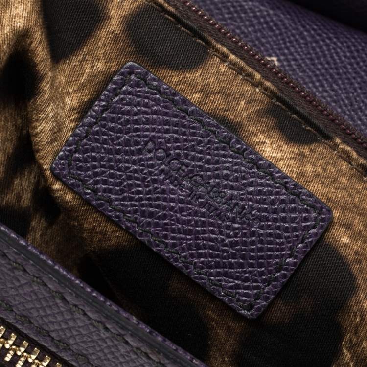 Pre Owned Dolce & Gabbana Purple Leather Large Miss Sicily Top Handle Bag