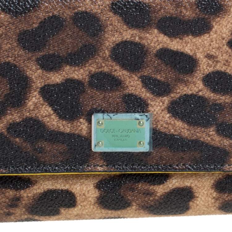Pre Owned Dolce & Gabbana Brown Leopard Print Leather Dauphine Continental Wallet