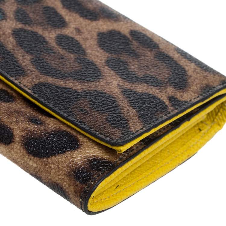 Pre Owned Dolce & Gabbana Brown Leopard Print Leather Dauphine Continental Wallet