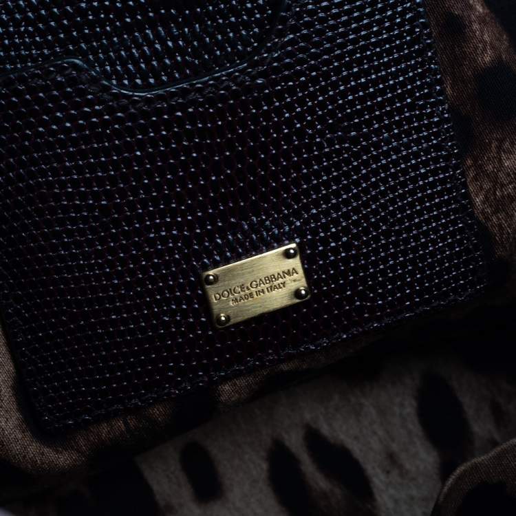 Pre Owned Dolce & Gabbana Burgundy Lizard Embossed Leather Medium Miss Monica Top Handle Bag