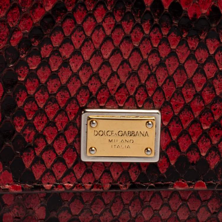 Pre Owned Dolce & Gabbana Red Python Dauphine Continental Wallet