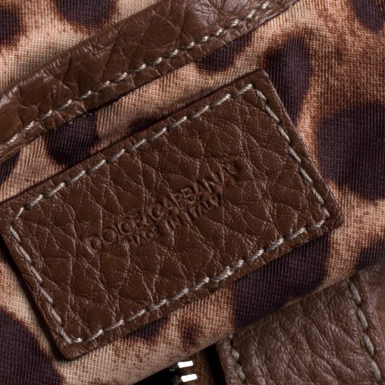 Pre Owned Dolce & Gabbana Brown Grained Soft Leather Miss Easy Way Bag